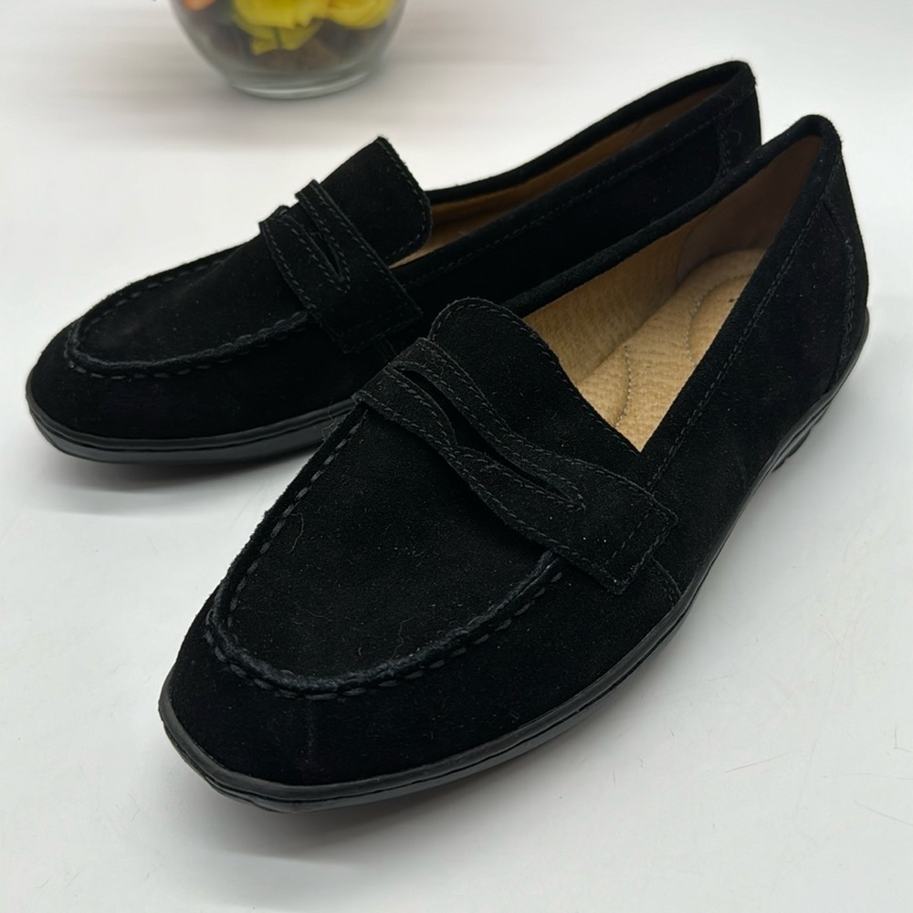 Lands' End Black Suede Penny Loafer Size 7.5 BLO6807C